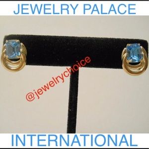 14K Gold Filled Stunning Light Blue Cubic Zirconia Post Earrings